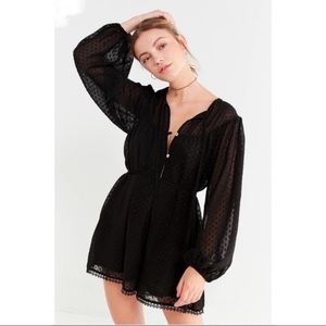 Urban Outfitters Swiss Dot Balloon Sleeve Romper